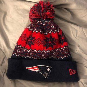 Red and Blue Patriots Pom Pom Beanie